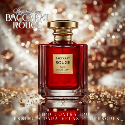 Frasco vermelho de essência para velas e difusores com etiqueta dourada