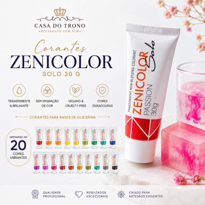 Corantes Zenicolor Solo 30g em bisnaga para bases de glicerina com várias cores vibrantes