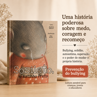 Livro infantil Sosileto, o Ratinho Preto com capa ilustrada de rato a chorar