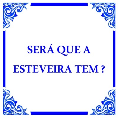 Placa decorativa com texto em azul e moldura azul em fundo branco.