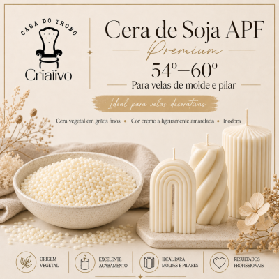 Grãos de cera de soja e velas decorativas creme em diferentes formatos