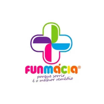 Logotipo colorido da Funmácia com texto motivacional em português