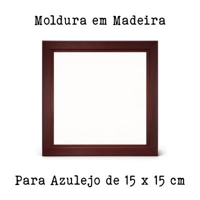Moldura quadrada em madeira castanho escuro para azulejo 15x15 cm