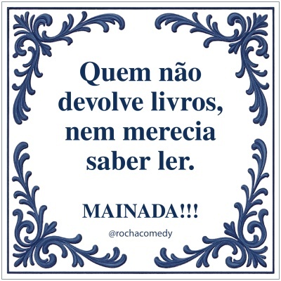 Placa decorativa com moldura azul e texto em português