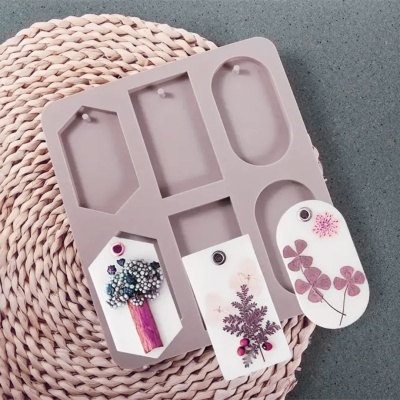 Molde silicone para etiquetas decorativas com flores secas