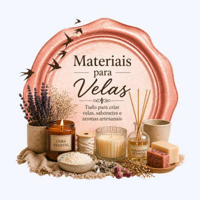 Materiais para velas com cera vegetal, aromatizador, sabonetes e flores secas
