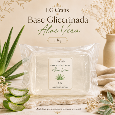 Sabão base glicerinada Aloe Vera LG Crafts em embalagem transparente