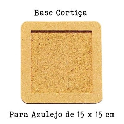Base quadrada de cortiça com cavidade central para azulejo 15x15 cm