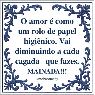 Placa decorativa com moldura azul e texto em português humorístico.