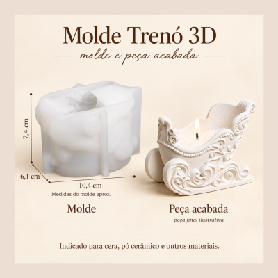 Molde de silicone e vela em forma de trenó decorativo branco
