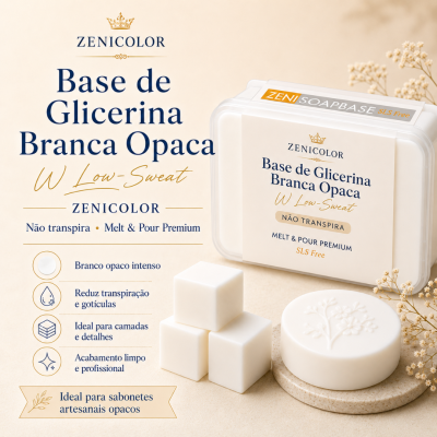 Embalagem e cubos de base de glicerina branca opaca Zenicolor com sabão redondo decorado