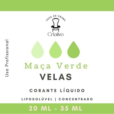 Rótulo de corante líquido para velas Maçã Verde Crialivo, 20-35 ml