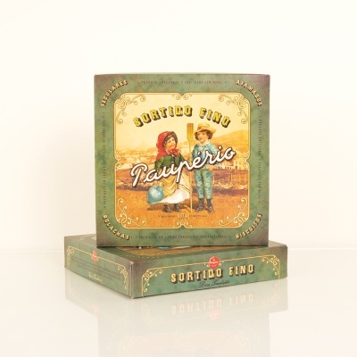 Caixa vintage de sortido fino Pauperio com ilustração de crianças