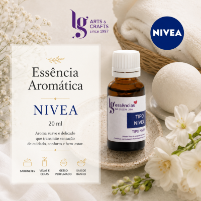 Frasco de essência aromática tipo NIVEA com elementos de spa e decoração floral