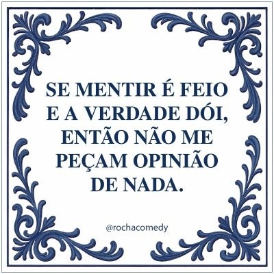 Placa branca quadrada com texto e borda decorativa azul