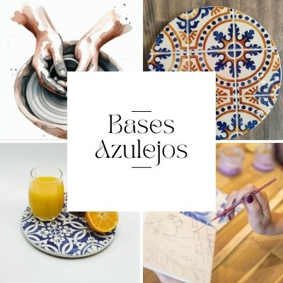 Bases decorativas de azulejos com padrões coloridos e mão a pintar azulejos