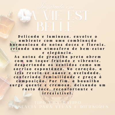 Frascos de perfume, algodão, flores secas e folhas sobre fundo claro com texto descritivo em português.