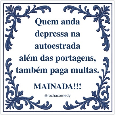 Texto português em moldura decorativa azul