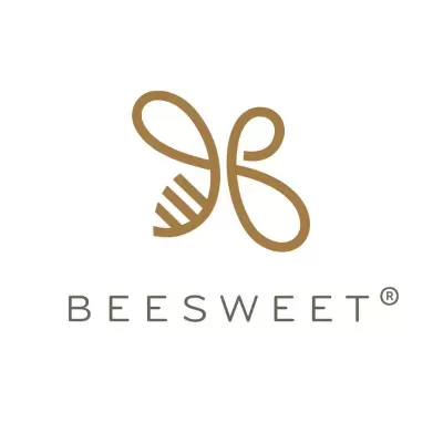 Logótipo BEESWEET com símbolo dourado e texto cinzento