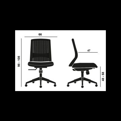 Cadeira de escritório preta com encosto em rede e base giratória