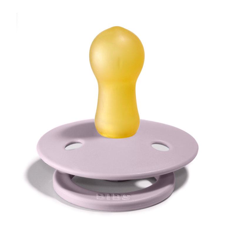 BIBS COLOUR Chupeta de bebé lilás com bico amarelo de silicone