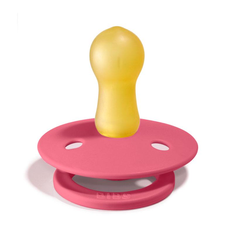 BIBS COLOUR Chupeta de bebé rosa com bico amarelo