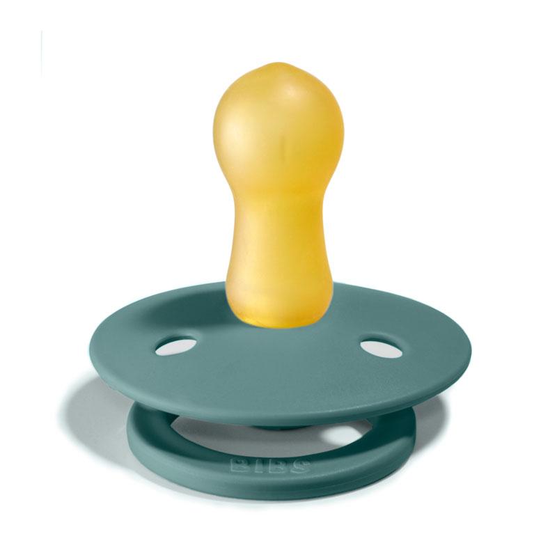 BIBS COLOUR Chupeta para bebé amarela e verde-azulada em fundo branco