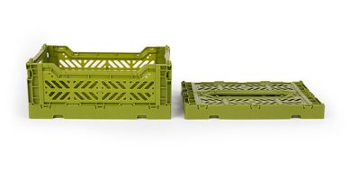 CAIXA EMPILHÁVEL | MAXI Caixa de plástico verde dobrável aberta e fechada