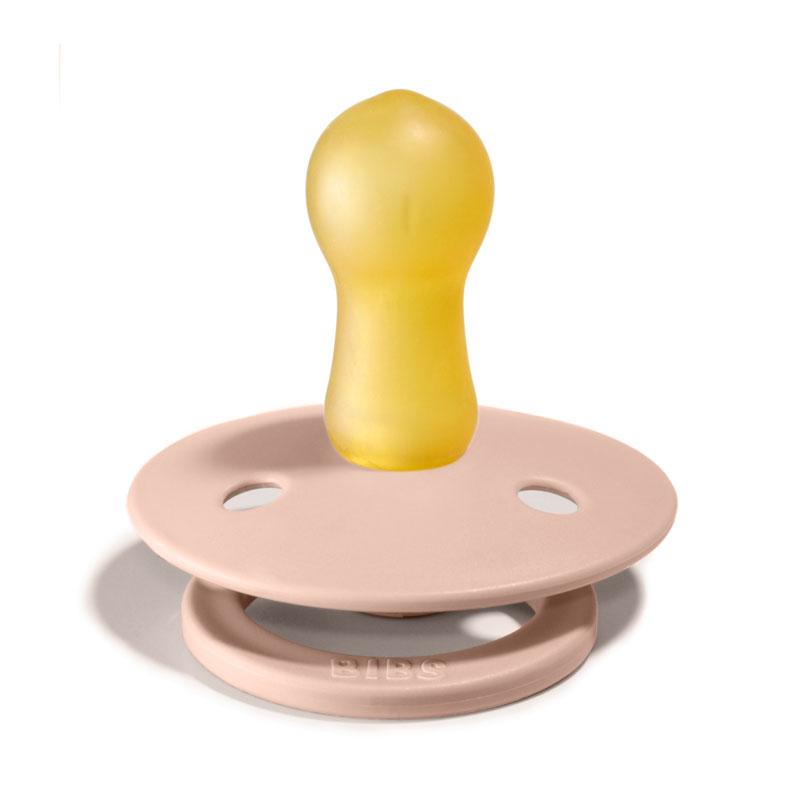 BIBS COLOUR Chupeta infantil rosa clara com tetina amarela
