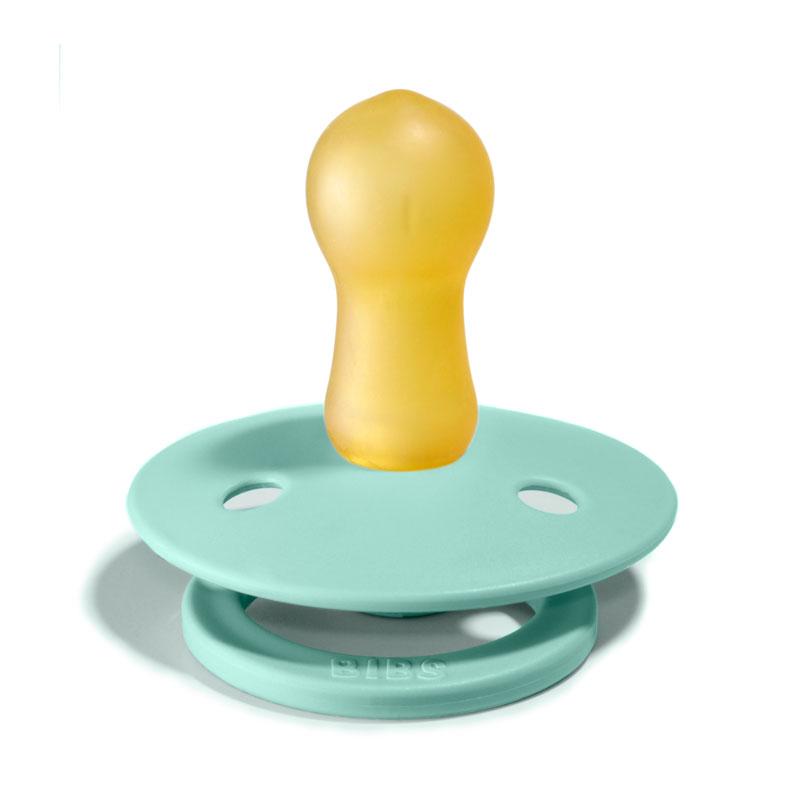 BIBS COLOUR Chupeta azul clara com bico de silicone amarelo