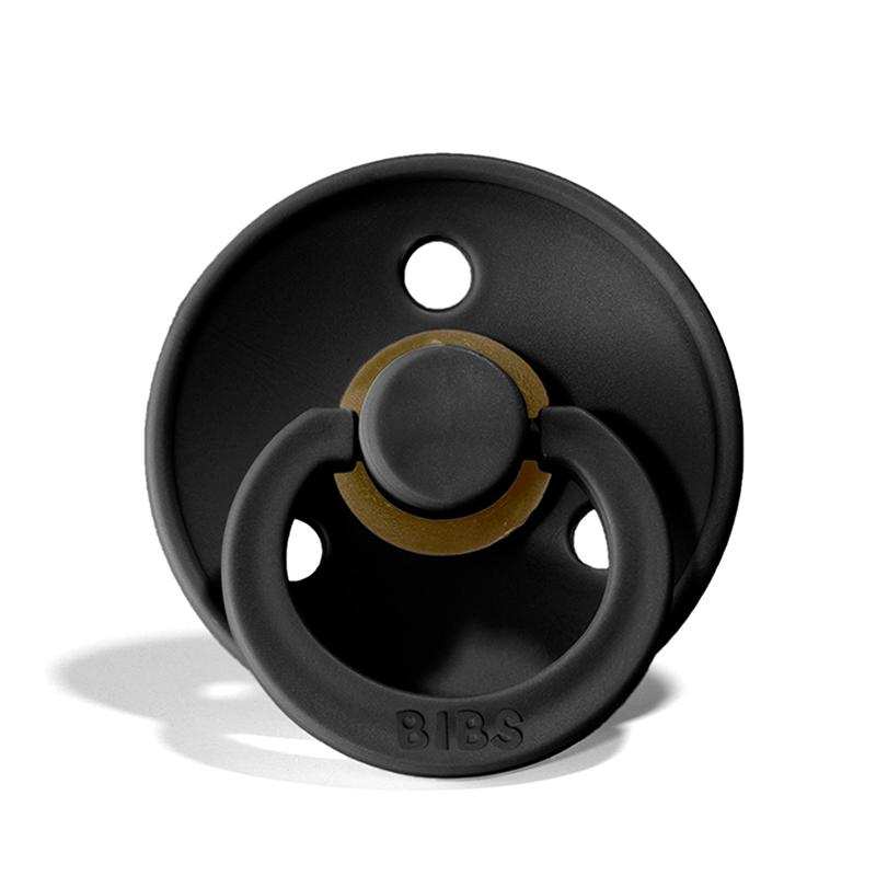 BIBS COLOUR Chupeta preta fosca de silicone com detalhes em bronze e texto BIBS