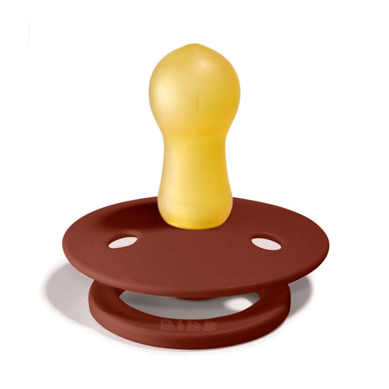 BIBS COLOUR Chupeta castanha e amarela para bebé