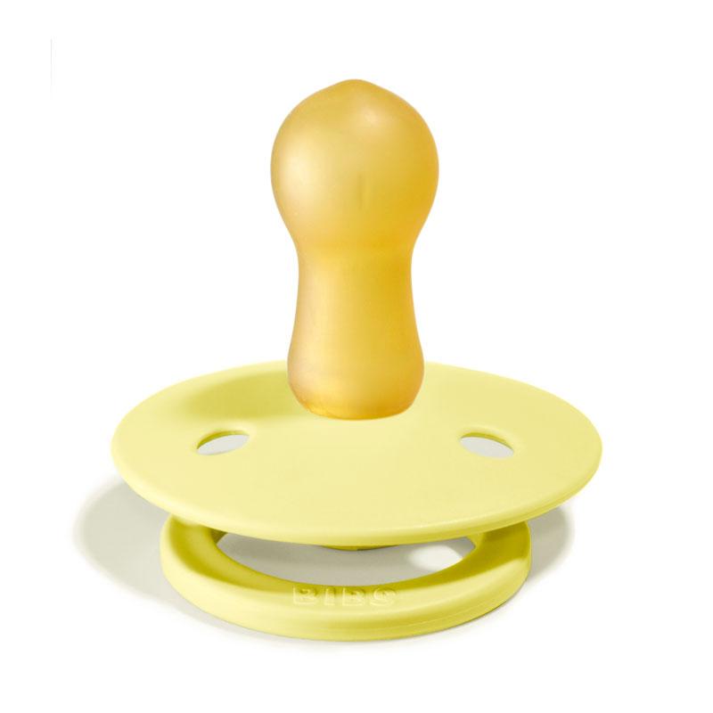 BIBS COLOUR Chupeta amarela para bebé com tetina laranja