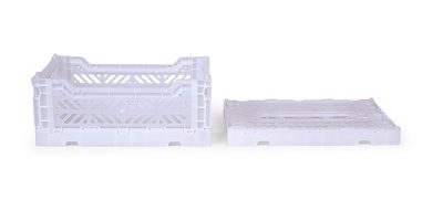 CAIXA EMPILHÁVEL | MAXI Caixa plástica branca ventilada com tampa lisa ao lado