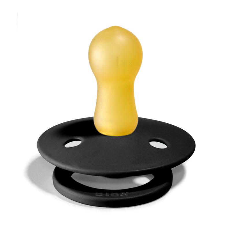 BIBS COLOUR Chupeta preta com bico amarelo translúcido