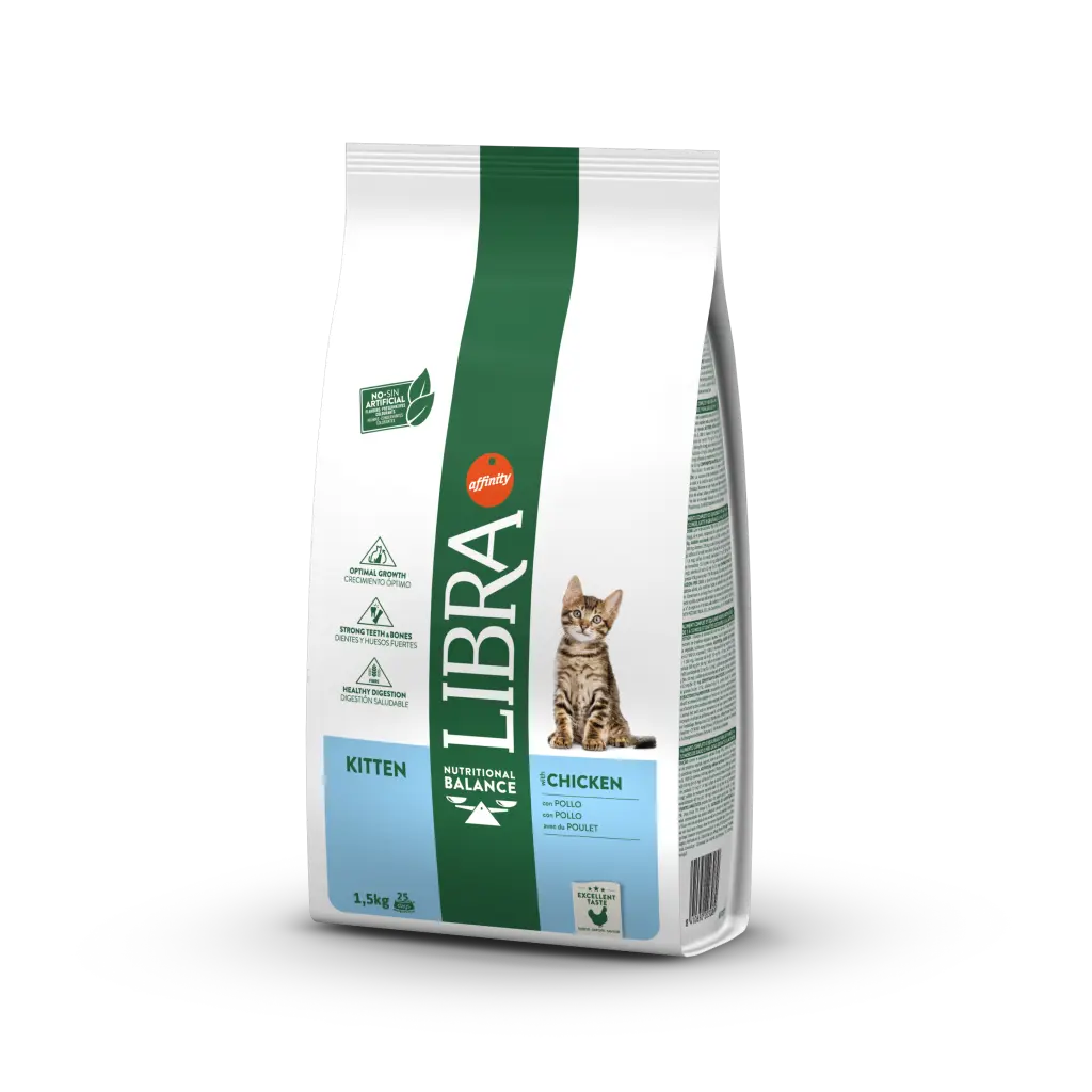 Libra Gato Kitten Frango 1.5Kg Embalagem de ração LIBRA para gatinhos sabor Chicken, 1,5 kg