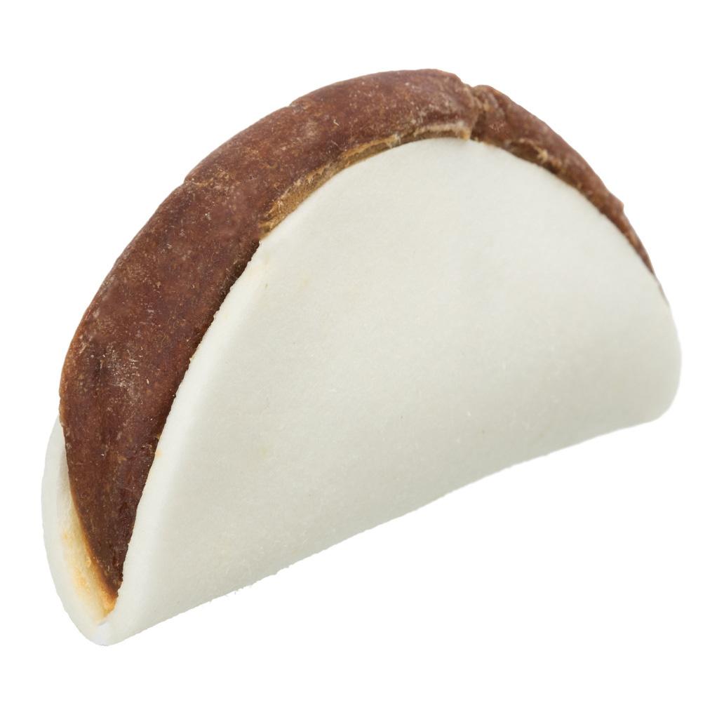 TACO DE FRANGO Pão com base branca e camada superior castanha
