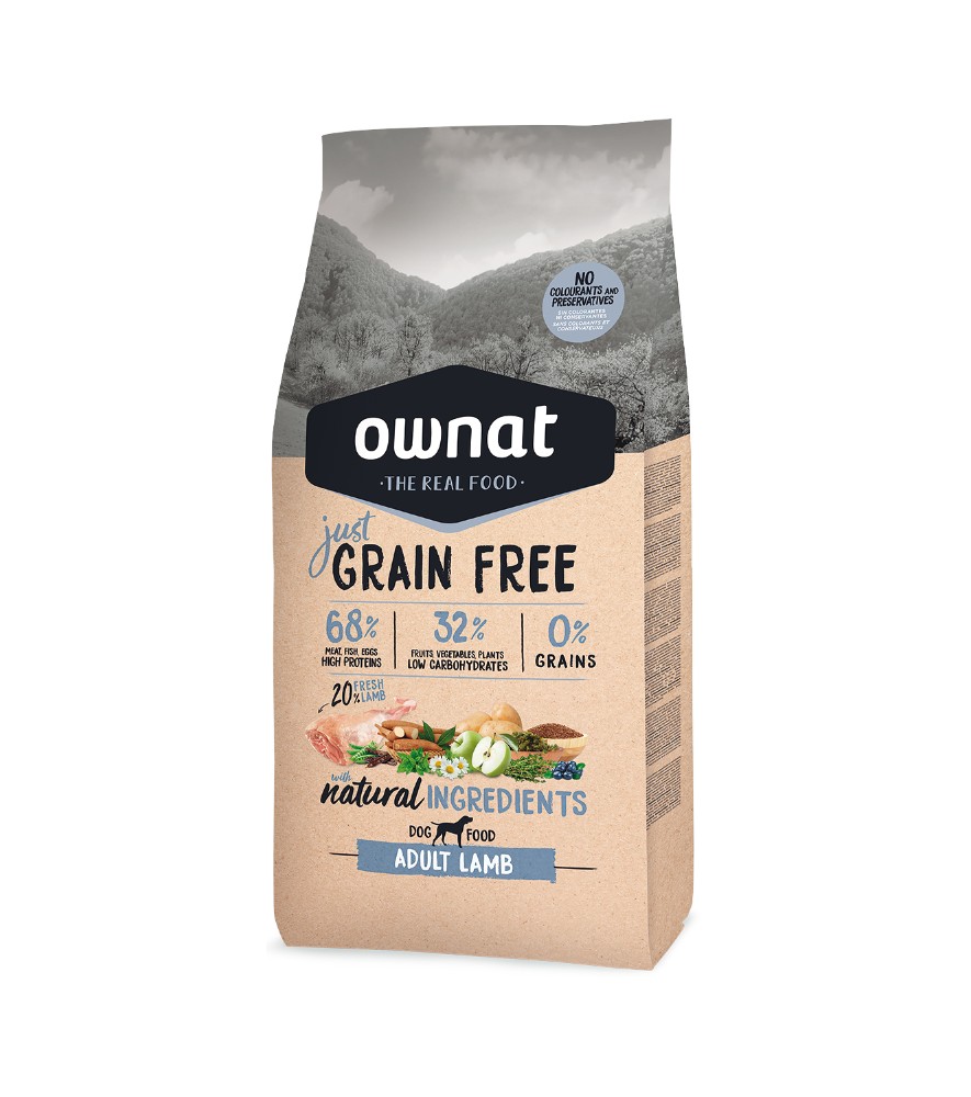 OWNAT GRAIN FREE JUST Adult Lamb Saco de ração Ownat Just Grain Free Adult Lamb para cães