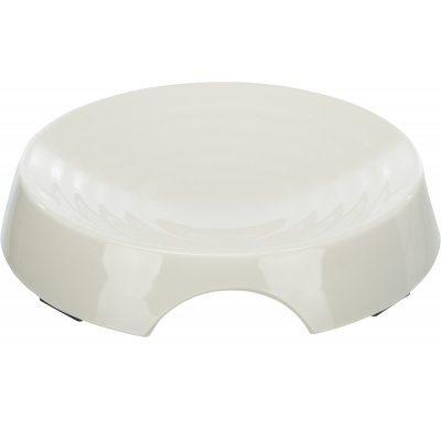 Comedouro branco redondo para animais de estimação em plástico