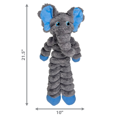 Peluche de elefante cinzento e azul, textura felpuda, com 21,5 cm de altura e 10 cm de largura