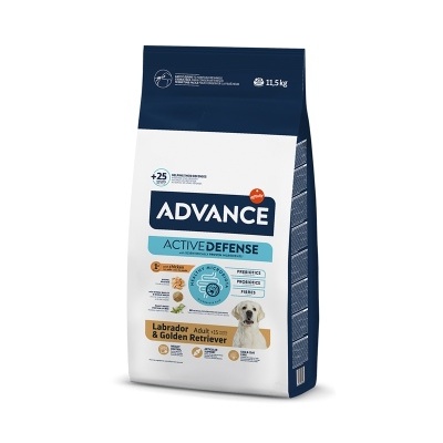 Embalagem de ração Advance ActiveDefense para cães Labradores e Golden Retriever adultos