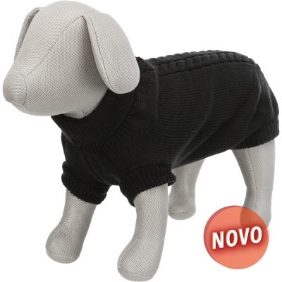 Camisola preta para cão em tecido de malha com textura trançada
