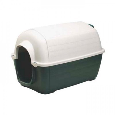 Casota para animais em plástico verde e branco