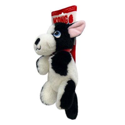 Brinquedo de peluche para cão da marca KONG em forma de cão branco e preto