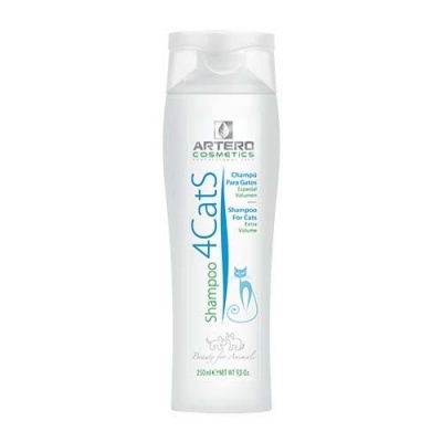 Frasco branco de shampoo 4Cats para gatos da Artero Cosmetics