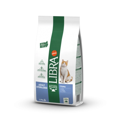 Saco de ração para gatos LIBRA Adult Sterilized Tuna 1,5 kg
