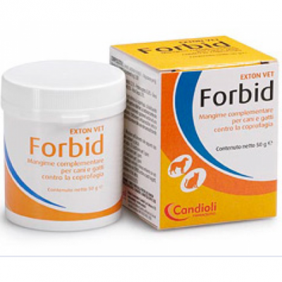 Frasco e caixa do produto Forbid para cães e gatos