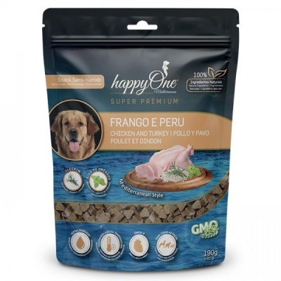 Embalagem de snack para cães HappyOne Frango e Peru