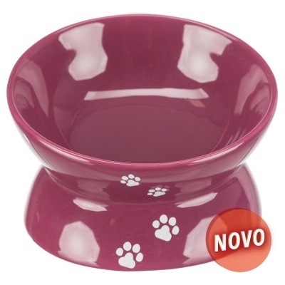 Taça para animais rosa com patinhas brancas e etiqueta NOVO