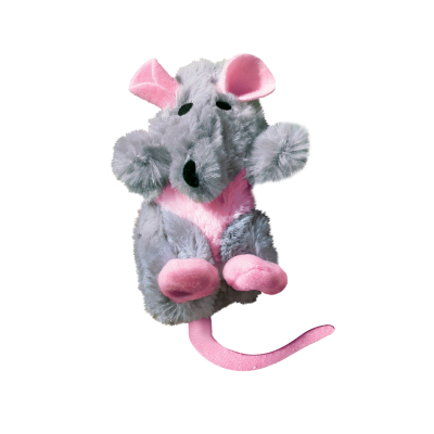 Pelúcia de rato cinzento e rosa com textura felpuda